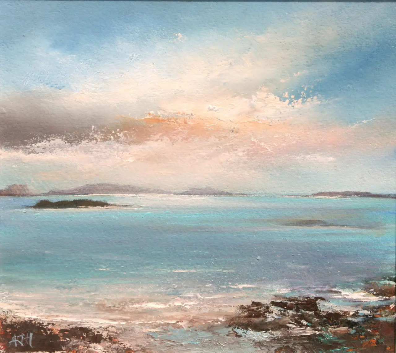 Amanda Hoskin - evening sky over the island, scillies